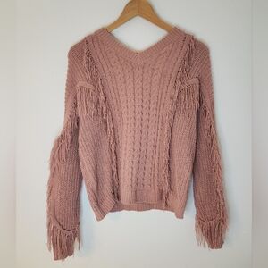 Blush Pink Fringe Sweater Studio B Women's Small